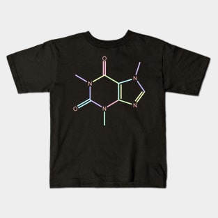 Caffeine Kawaii Pastel Rainbow Molecule Kids T-Shirt